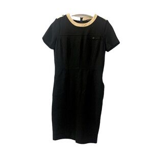 Brooks Brothers Career Dress Black Tan 8 Midi Short Sleeves Workwear Office